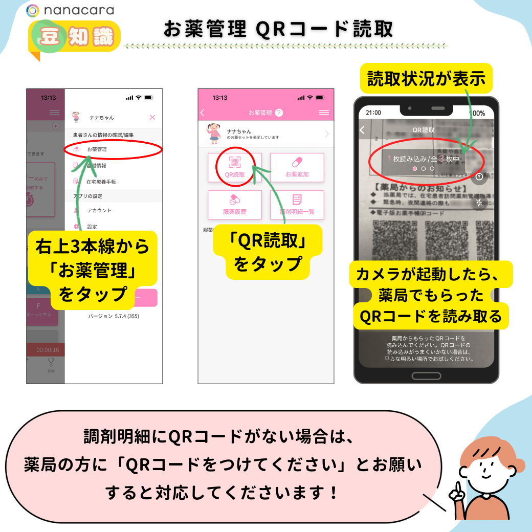 お薬管理QRコード読取